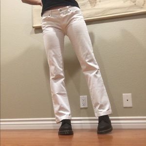 White Canvas Low Rise Flared Jeans